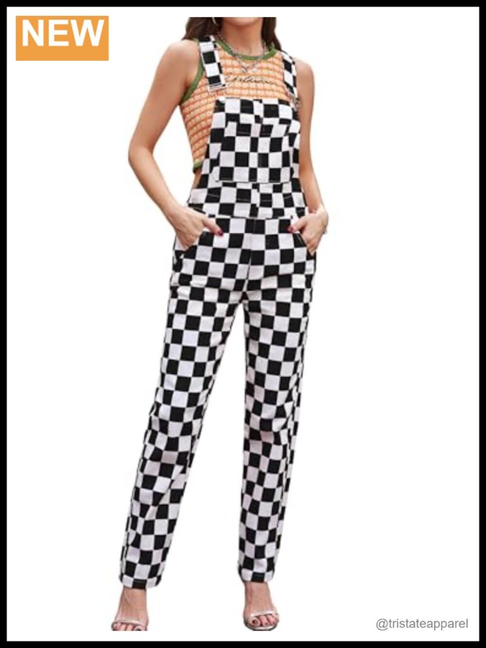 Checkered Overalls for Women Cute Jumpsuit Bib Coveralls Loose Fit